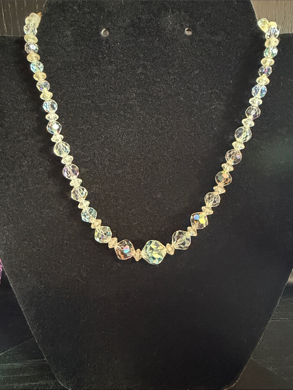 Aurora Crystal Bead Necklace - Clear Iridescent